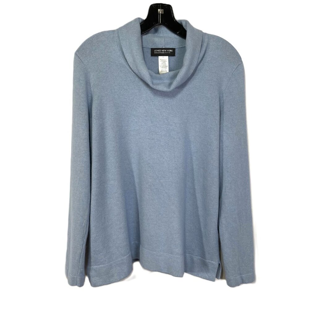 Jones New York Silk Angora Blend Mock Neck Sweater Light Blue Size LP - Picture 6 of 13